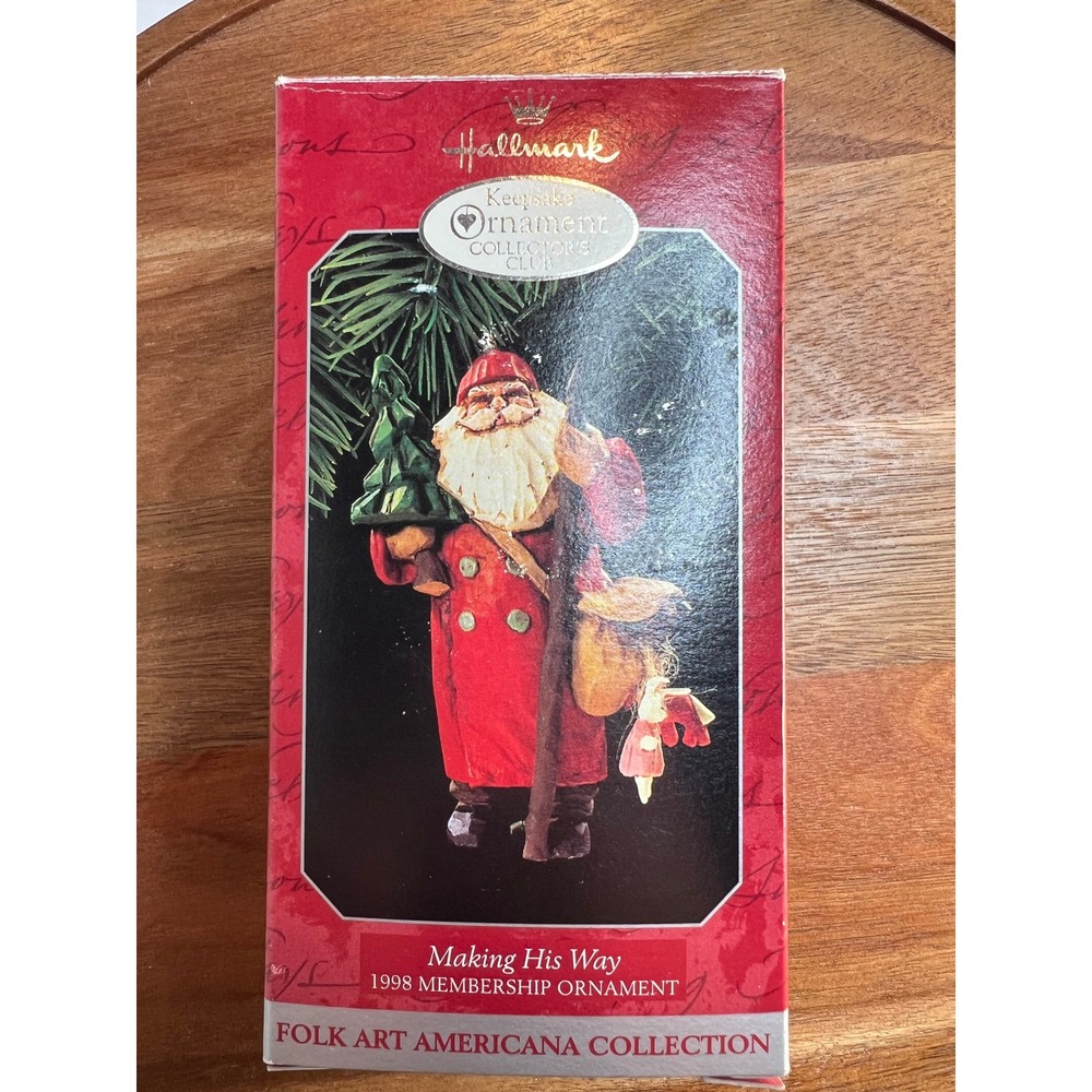 Hallmark 1998 Keepsake Ornament Folk Art Americana Santa Claus Making His Way - Picture 3 of 4